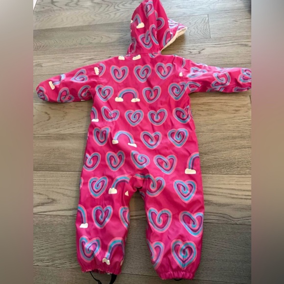 Hatley Pink and Blue Heart Rainbow Kids Footie - Picture 2 of 2